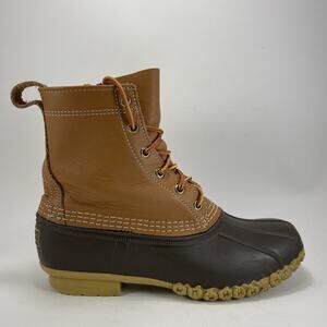 L.L.Bean 8” Bean Boots Brown Leather Rubber Duck Boots Womens Size 9 M USA